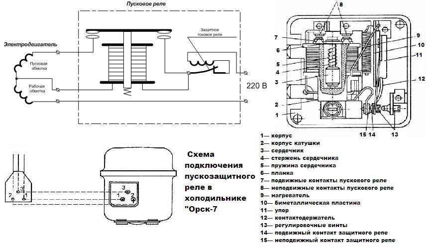 Схема устройства холодильного реле.